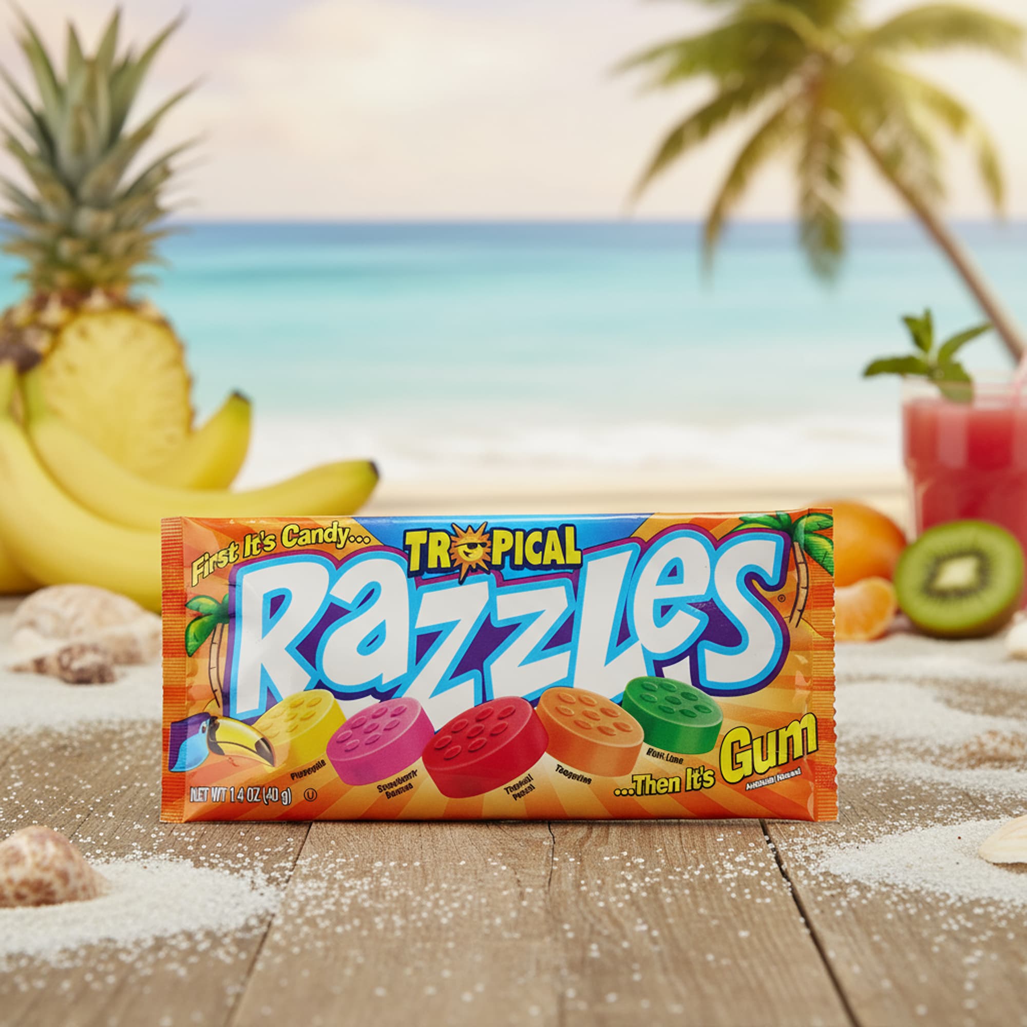 Razzles Tropical Kaugummi Bonbons 40g – Candy & Gum mit Fruchtgeschmack