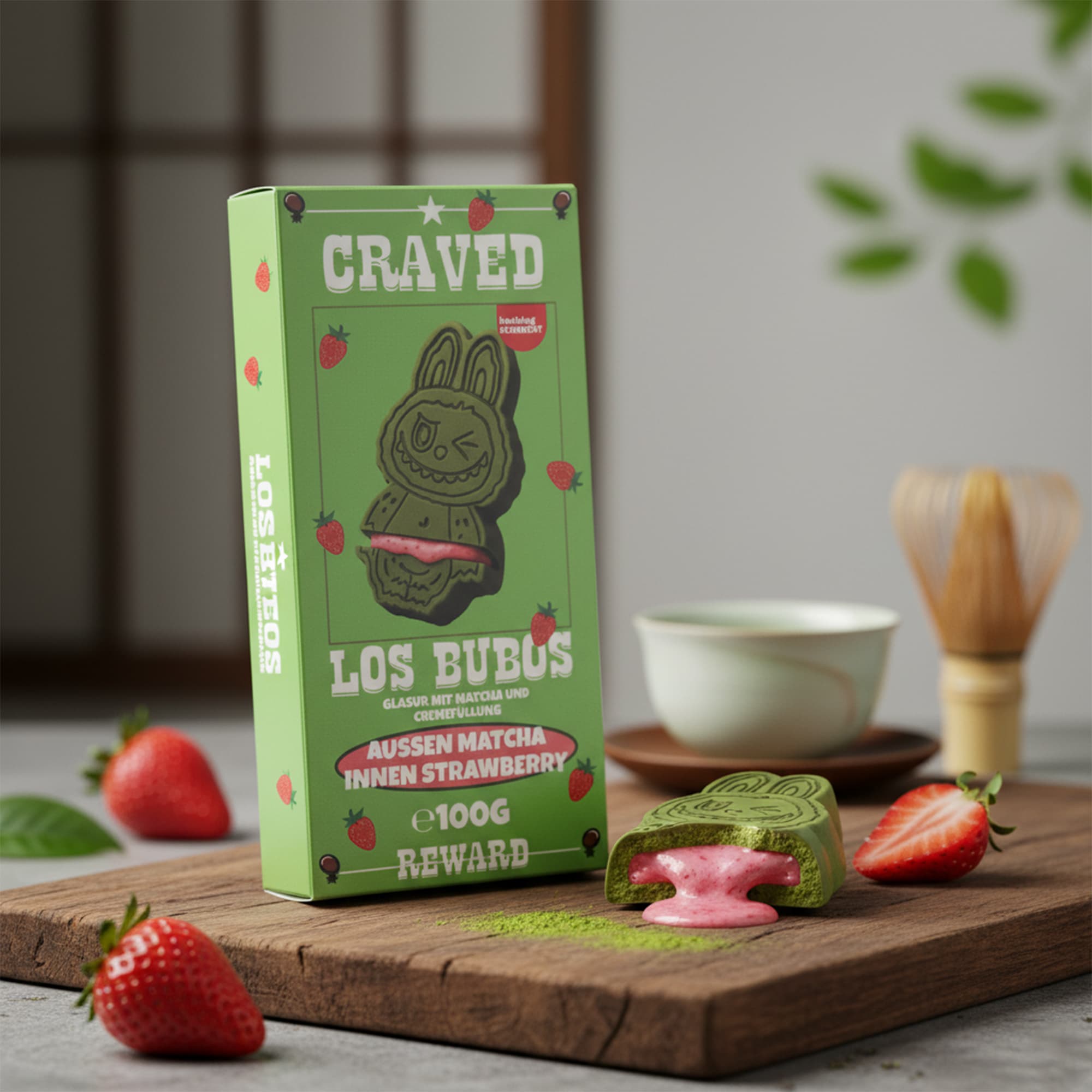 Los Bubos Monster Edition 100g | Matcha Strawberry Schokolade Limited Snack