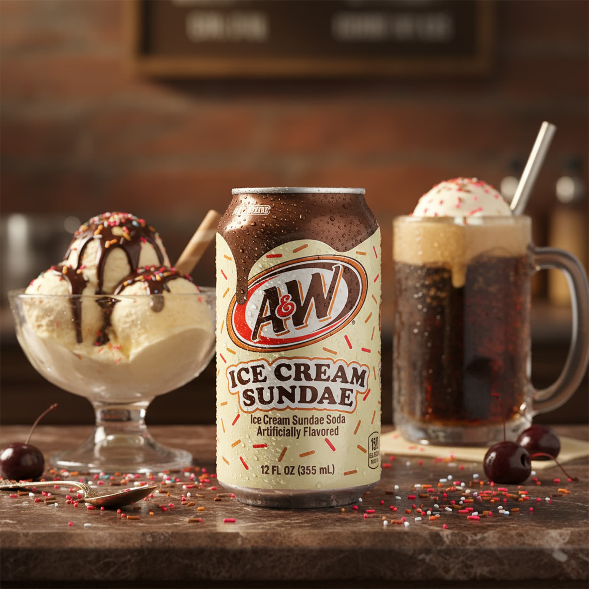 A&W Ice Cream Sundae Soda (355 ml) – Cremige Vanille-Karamell Limonade aus den USA