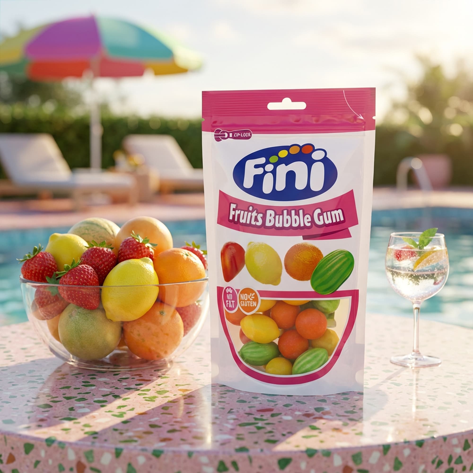 Fini Fruits Bubble Gum 165g – Frucht-Kaugummis mit Füllung