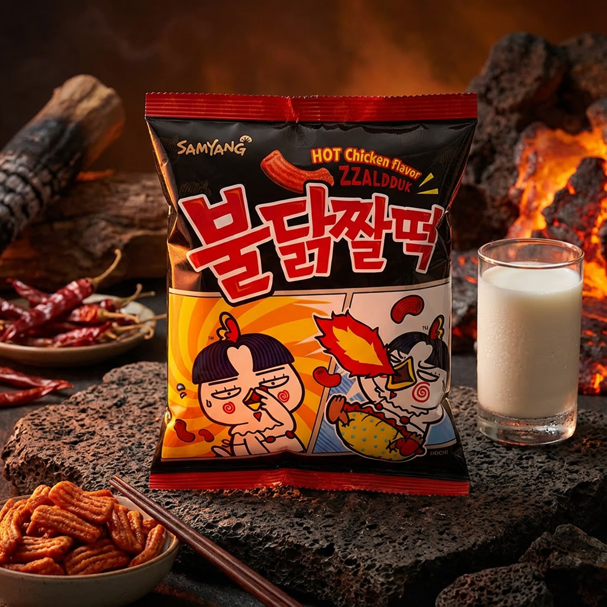Samyang Zzaldduck Hot Chicken Snack 120g – Süß-scharf
