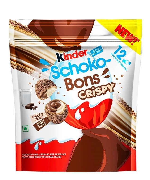 Kinder Schoko-Bons Crispy 67,2g – Knusprige Waffel mit Kakaofüllung