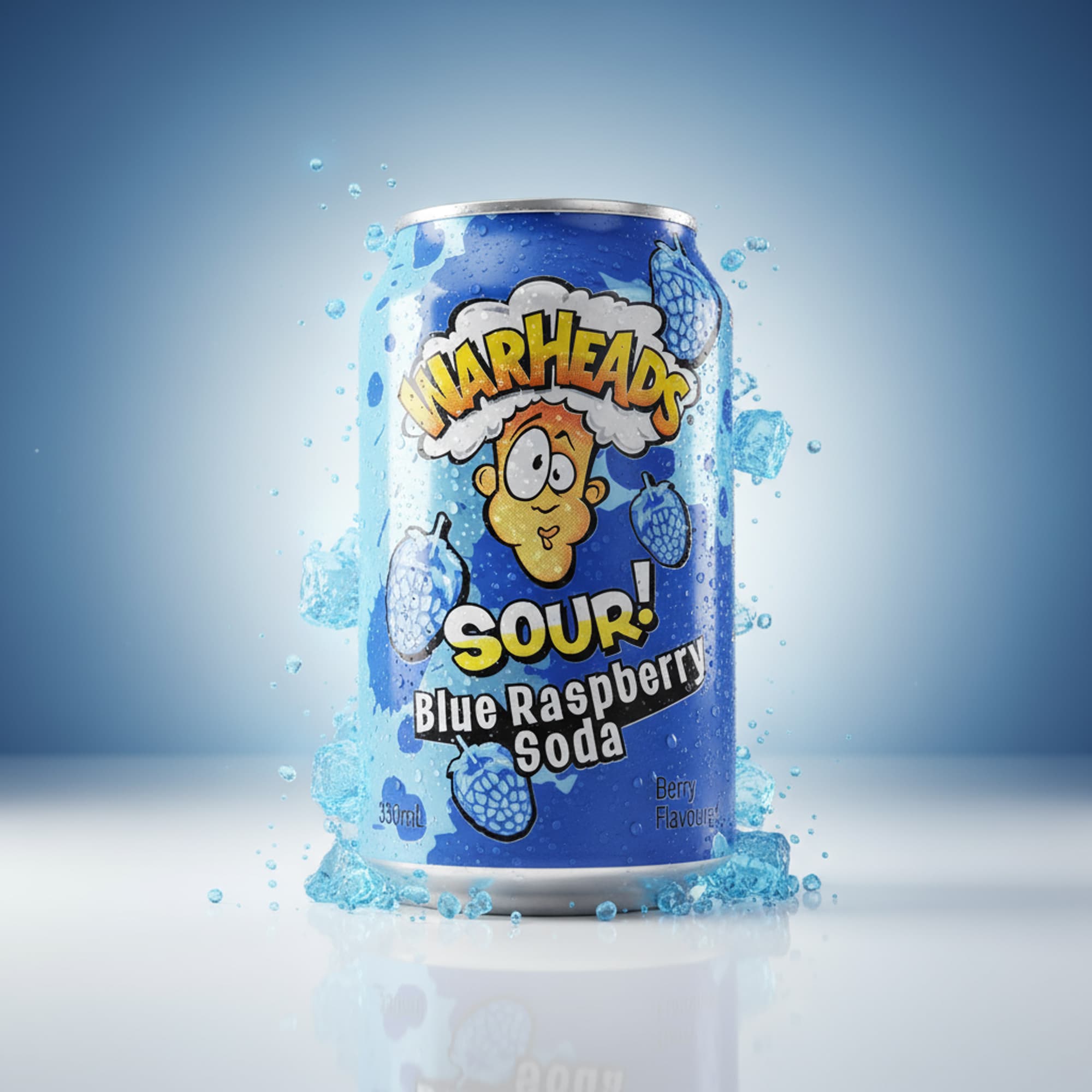 Warheads Sour Blue Raspberry Soda 330 ml – Saure Blaubeer-Limonade aus den USA