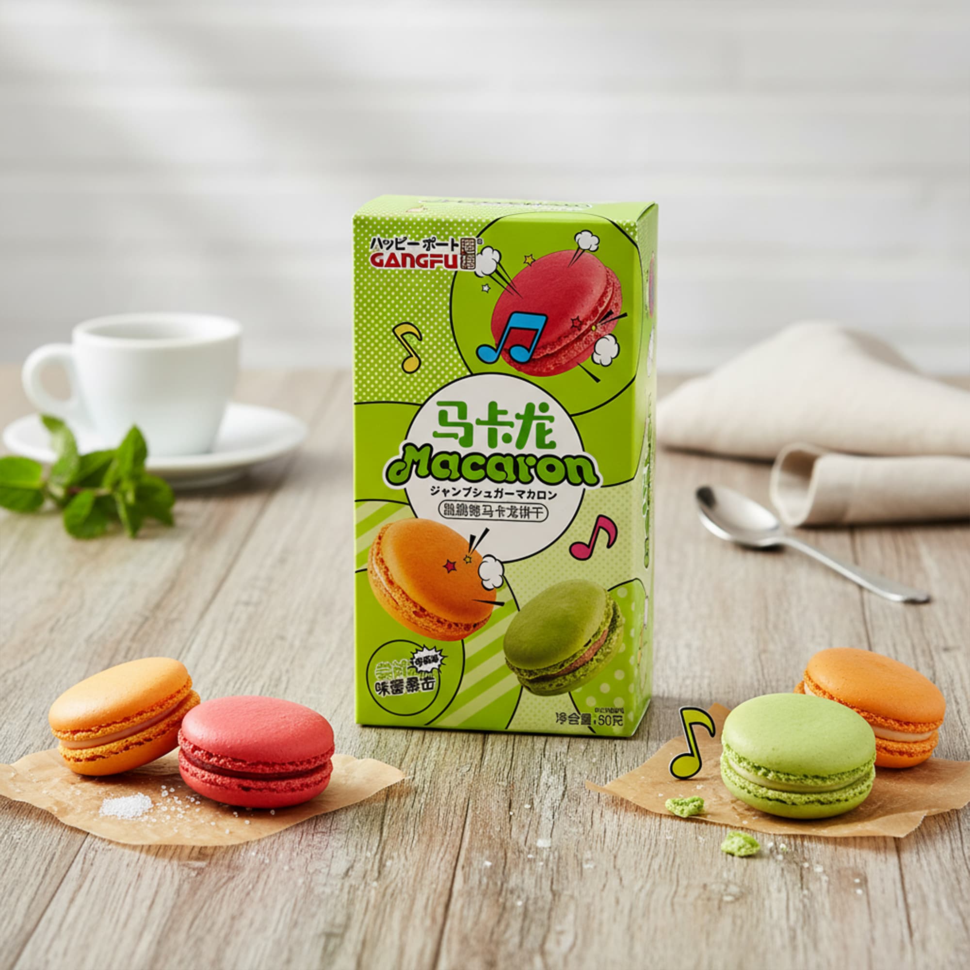 Gangfu Macaron Matcha Style – Knusprige Macarons mit Knistereffekt 50g